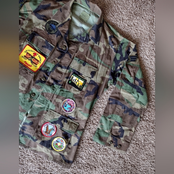Camo Army Jacket with Boyscouts Of America Merits And Patches - Picture 4 of 16